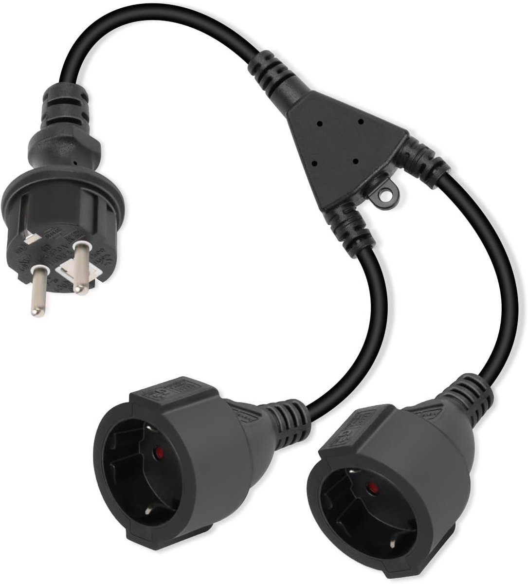 Thijox - Dubbel Geaard Stopcontact Verlengkabel 16 A/250 V - Waterdichte Verlengkabel voor Buitenshuis, Thuis, Kantoor - Flexibel en Duurzaam - Zwart