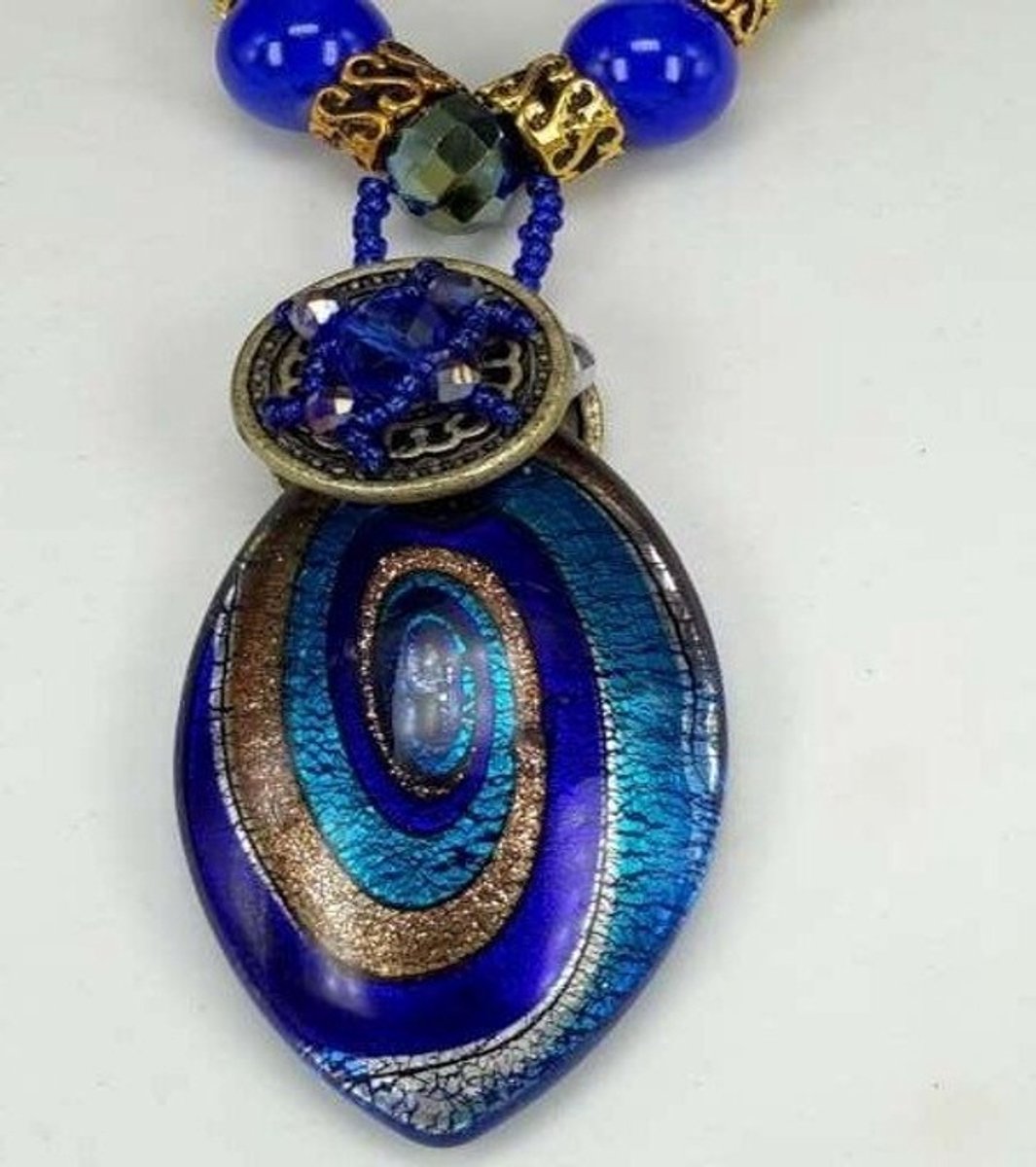 hanger - sieraad - murano - kralen - blauwtinten - cadeau tip