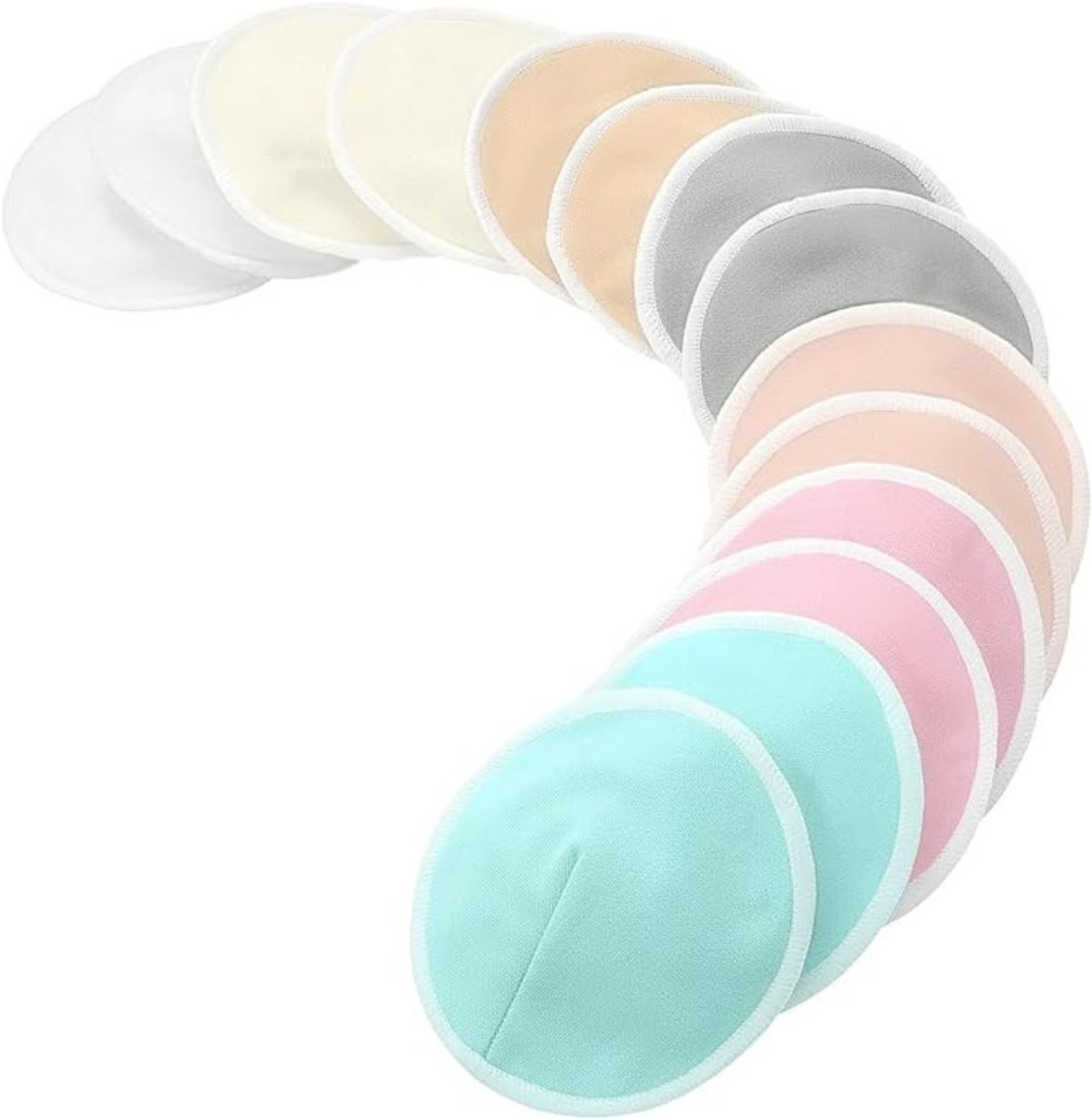 Verte Zoogcompressen - Biologische Bamboe Borstkompressen - 14 Wasbare Kompressen - Waszakje - Herbruikbare Borstkompressen voor Tijdens het Geven van Borstvoeding - Borstkompressen voor Zwangere Vrouwen - Pastel Touch - L - 12 CM