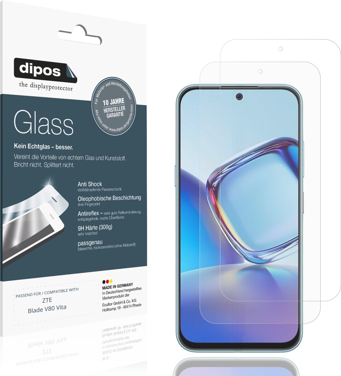 dipos – 2x Matte Pantserfolie geschikt voor ZTE Blade V80 Vita | 9H Screenprotector