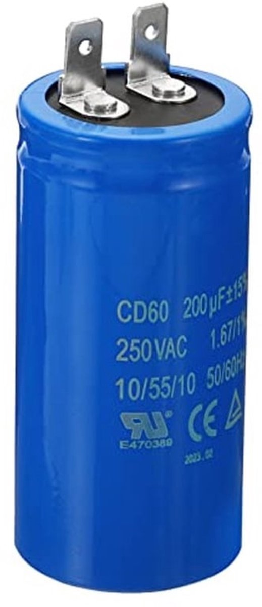 CD60-condensator, 200uF/MFD 250 VAC 15% tolerantie 50/60Hz motorstartfunctie voor luchtcompressor