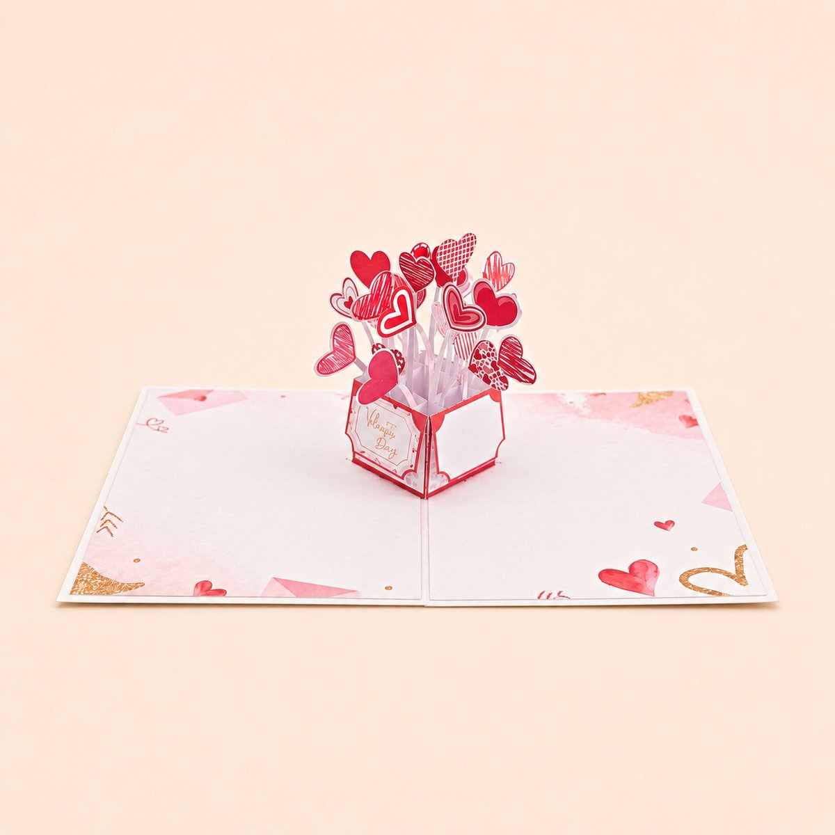 Paperbloom 3D Pop-Up Valentijnskaart met Hartjes – Romantische Liefdeskaart voor Hem of Haar – Jubileumkaart en Wenskaart