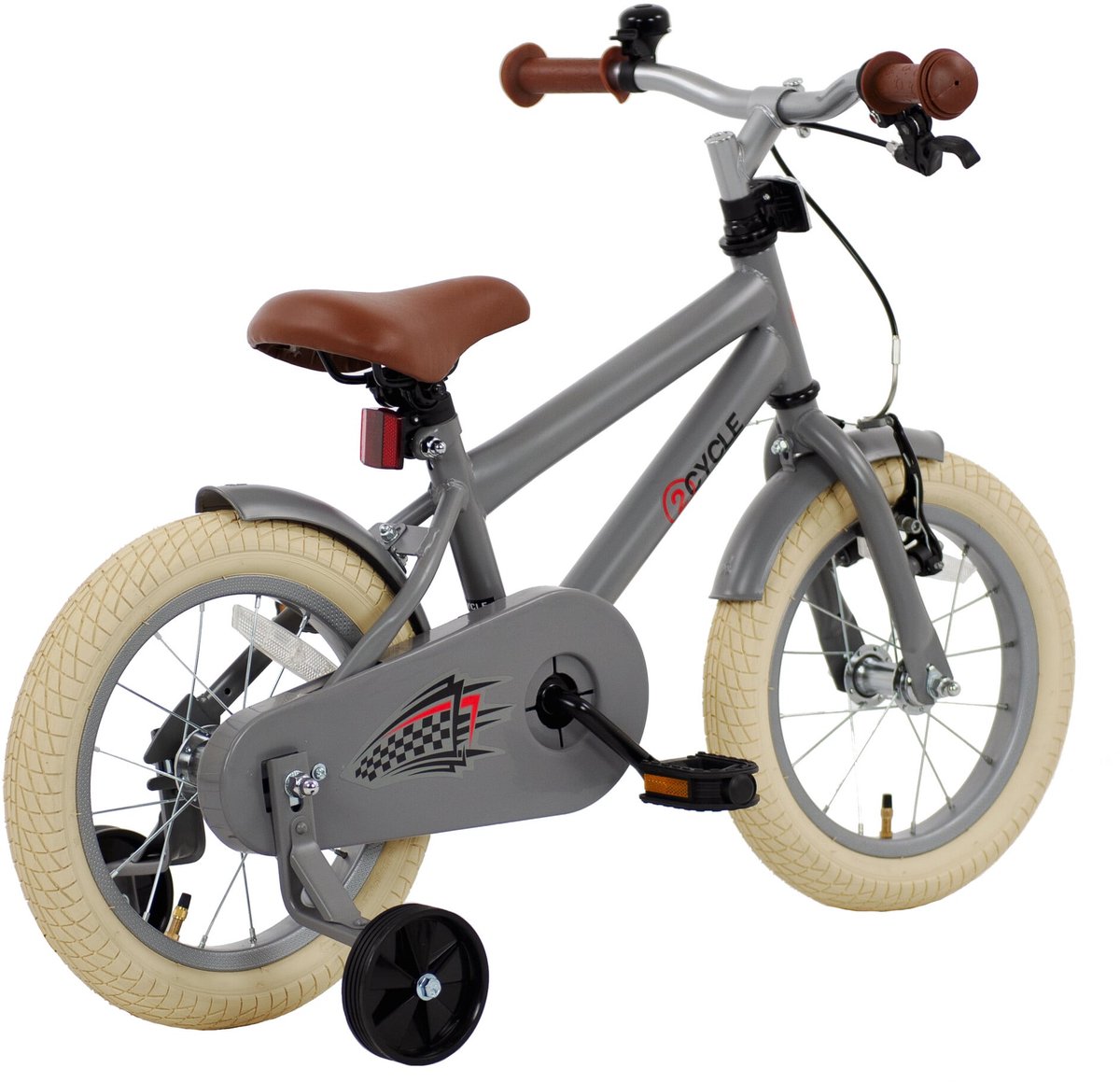 2Cycle BMX kinderfiets 14 inch (3 tot 5 jaar) voor jongens mat-grijs