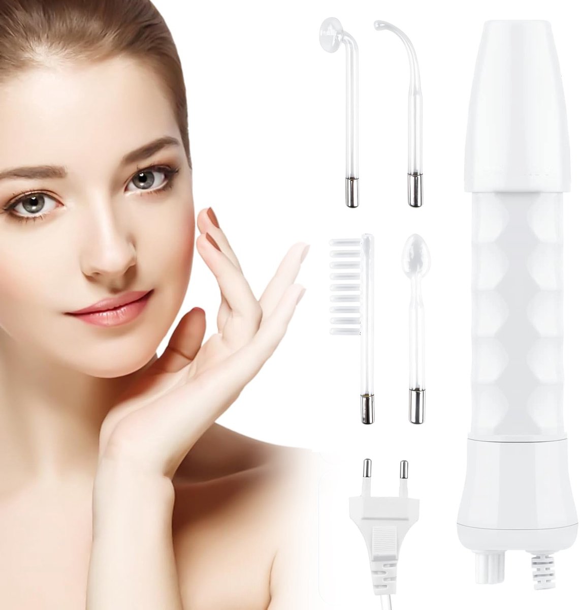 Huidtherapie-Wand - Hoogfrequente Gezichtswand - Draagbaar Handapparaat Voor Huidtherapie - Huidverstrakkingsset Met 4 Tubes