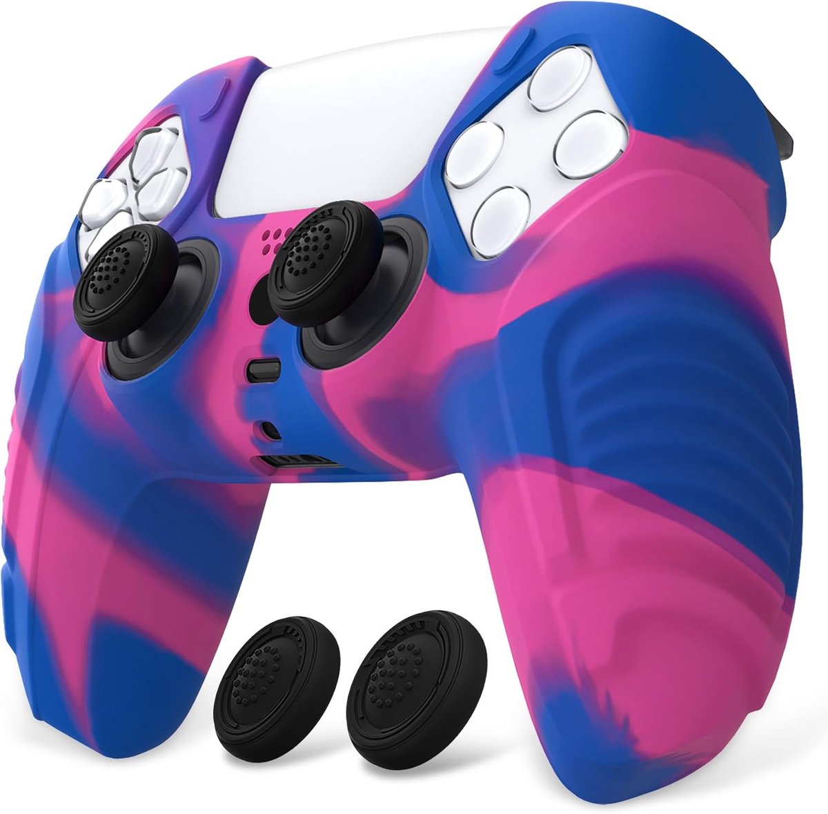 SnelShoppen - Protective Case voor PS5 Controller, Ergonomische Zachte Siliconen Hoes, Antislip Rubber Skin Cover met Thumb Grip Caps, Raging Warrior