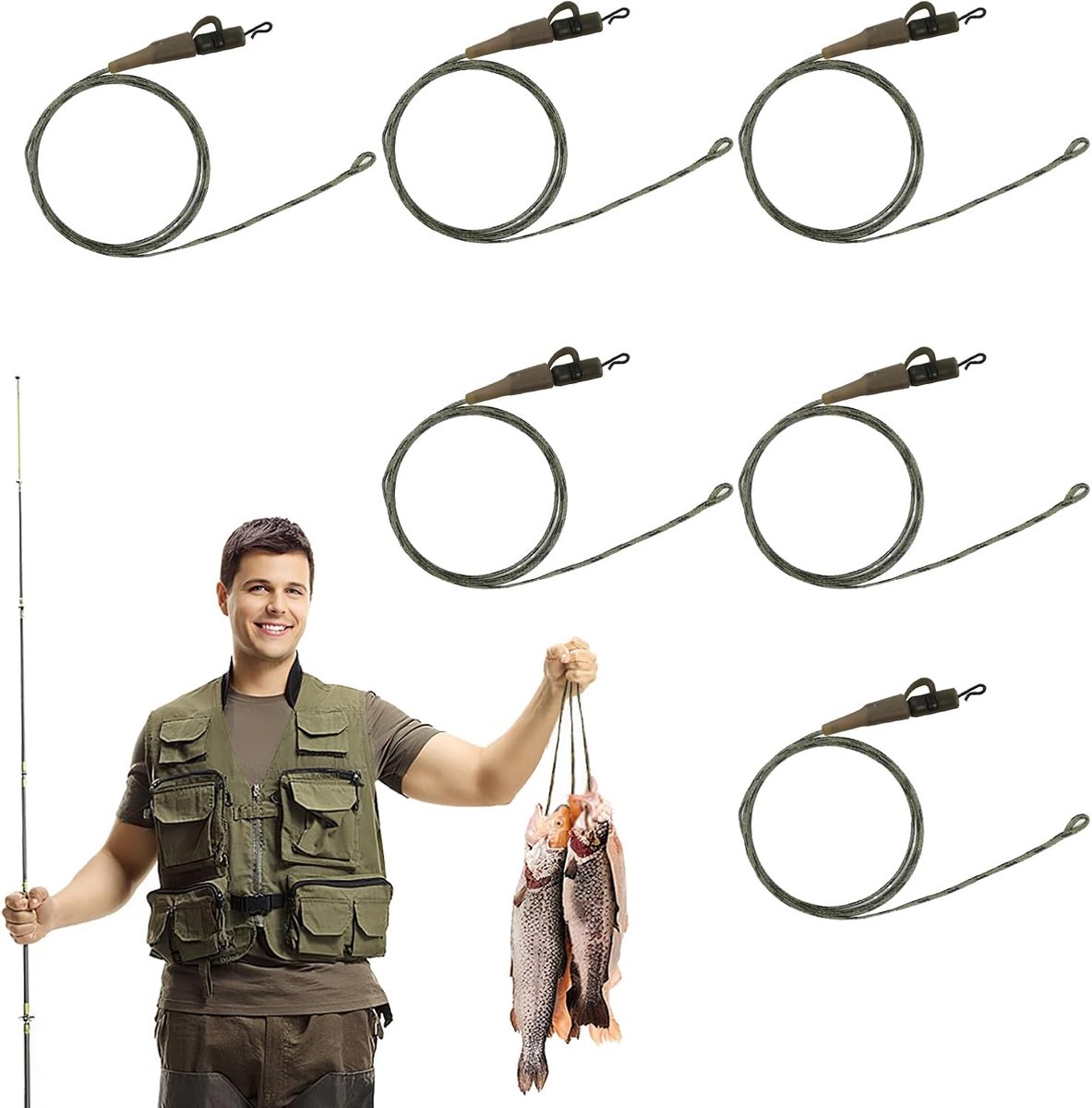 SnelShoppen - Fishing Accessories voor Karpervissen - 65 cm Hoge Kracht Carp Front Pocket Clip - Duurzame Karperaccessoires met Gecoate Haarstrengen e