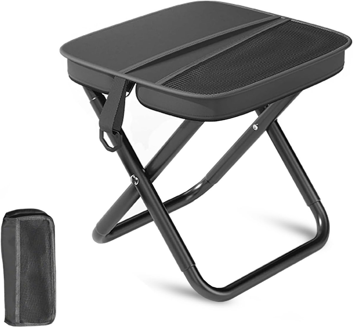 SnelShoppen - Klapkruk Draagbaar Licht Inklapbaar met Draagtas 28x26x26 cm - Mini-Kruk Voor Camping, Outdoor, Tuinbarbecue, Vissen en Wandelen