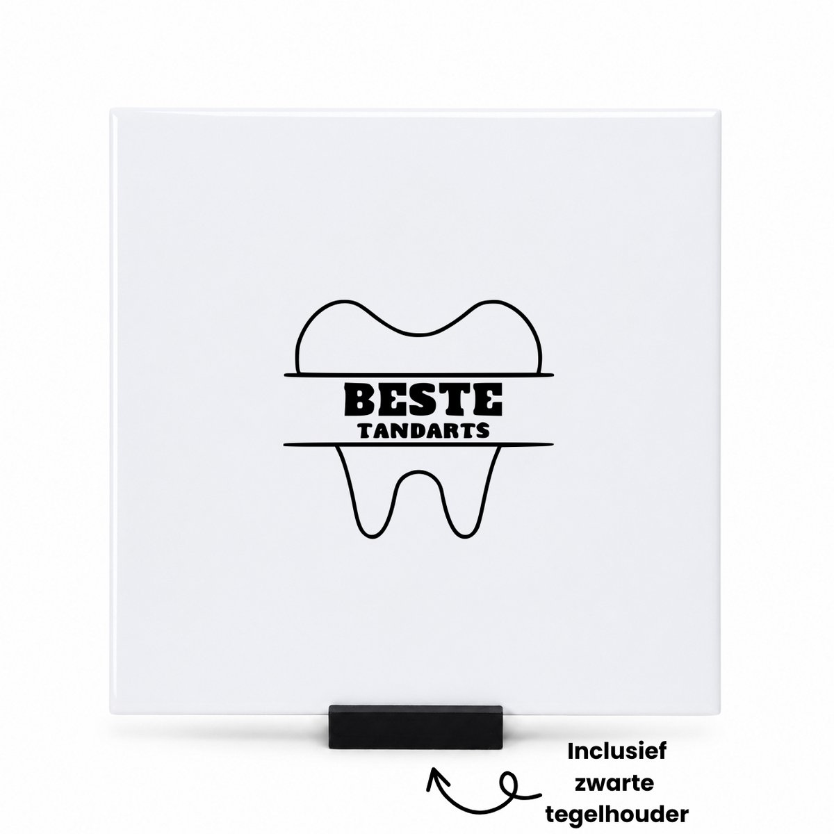 Hacebo Beste tandarts tegeltje met tegelhouder - Tandarts - cadeau tandarts - tegeltjes met tekst - leuk cadeau voor je tandarts om te geven - verjaardag tandarts - spreuktegels - 15x15 CM Wit