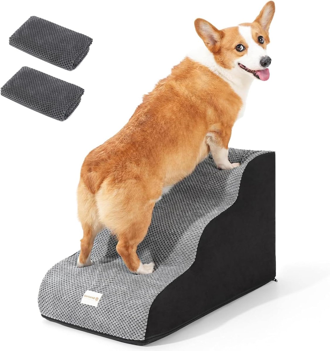 SnelShoppen - Dog Stairs 40 cm voor Kleine Honden - Waterdicht, Wasbaar, 3 Treden, Zachte Val Schuim Huisdier Trap, Antislip Kat Trap voor Gewonde Kat