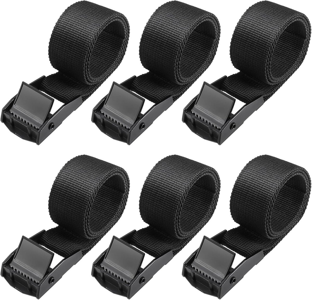 SnelShoppen - 6 Stuks Korte Ratchet Straps - Heavy Duty Tension Straps met Snelle Ontgrendel Cam Buckle - Duurzame Nylon en RVS - Ideaal voor Motoren,