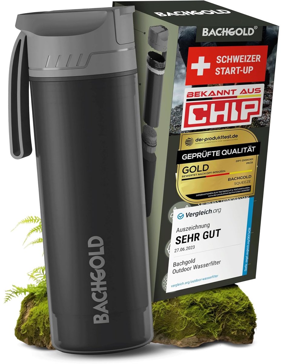 SnelShoppen - Outdoor Water Filter Bottle 500ml - Professioneel Drinkwaterfilter met 1500L Capaciteit - Verwijdert 99.99% Bacteriën, Microplastics en