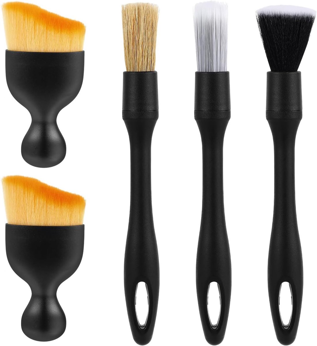 SnelShoppen - Auto Detailing Borstels Set - 5 Stuks Schoonmaakborstels voor Auto Interieur en Exterieur - Perfect voor Auto Onderhoud en Reiniging - P
