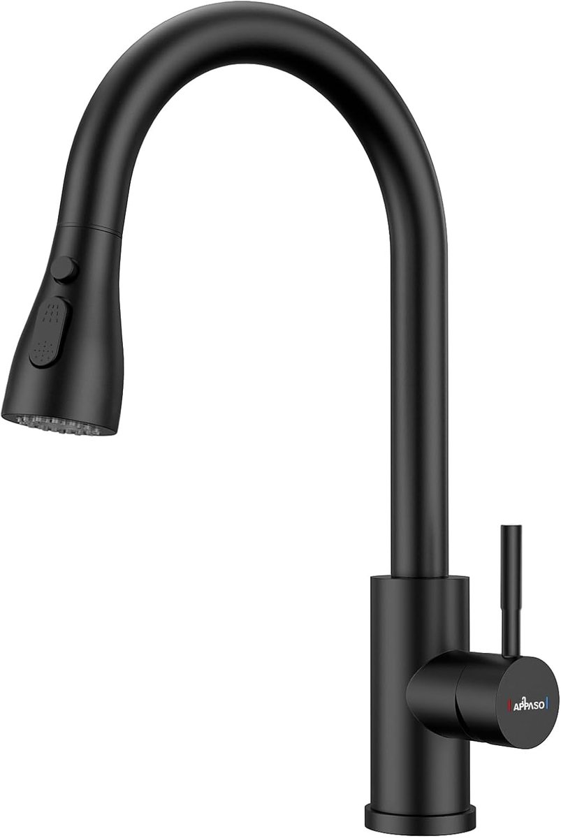 SnelShoppen - Zwarte Keuken Mengkraan met Uittrekbare Spray, 360° Draaibaar, 3 Spraystanden, Roestvrijstaal, Ergonomisch Ontwerp voor Keuken en Thuis