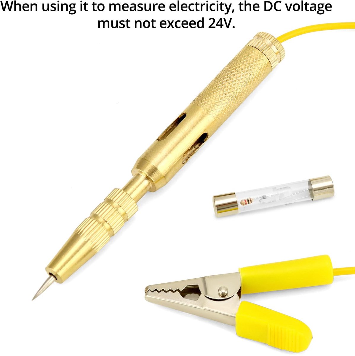 SnelShoppen - Car Voltage Tester 6V 12V 24V met Testlamp en Krokodillenklem voor Auto's en Motorfietsen - Veilig en Veelzijdig