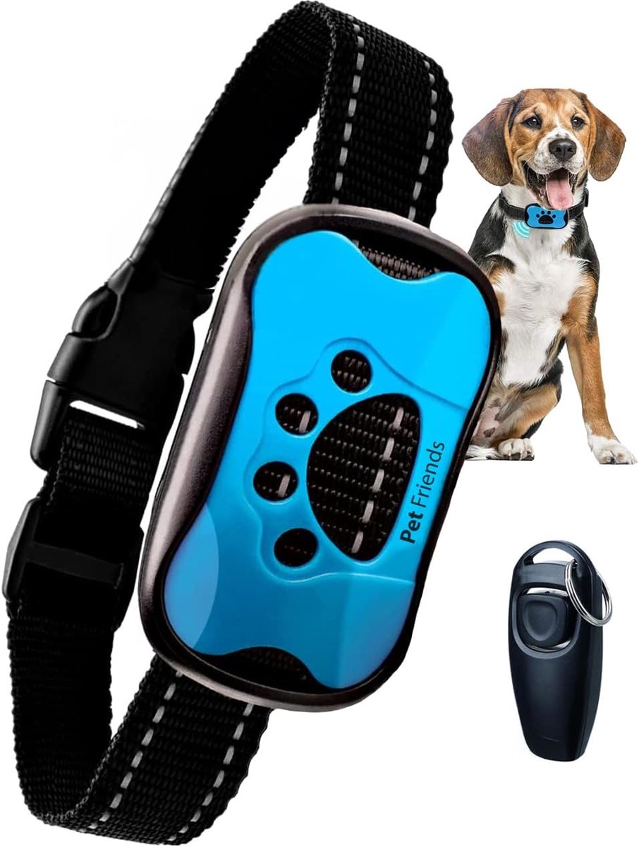 SnelShoppen - PetFriends Anti Bark Hond Collar Zonder Schok, 7 Gevoeligheidsniveaus, Waterdichte Training Collar, Inclusief Hondenfluitje, Oplaadbaar