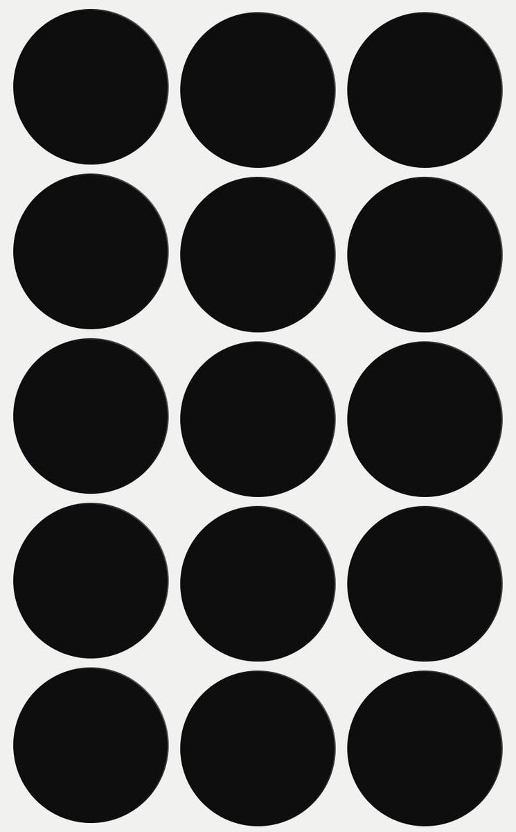 SnelShoppen - Ronde Zelfklevende Labels, Zwart, 30 mm, 225 Stuks - Perfect voor Inventaris, Labeling, School en Kantoor