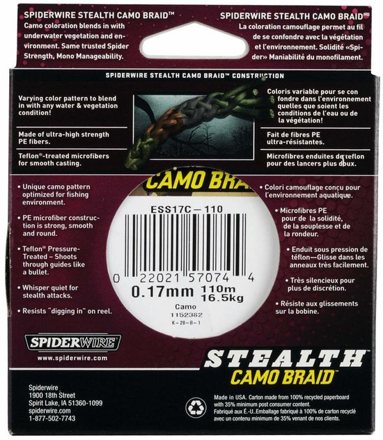 Spidewire Stealth Camo - Gevlochten Lijn - Vislijn Dyneema - 0,10mm 6,20kg 110m — afbeelding 3