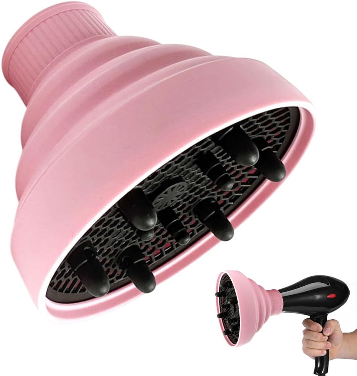 SnelShoppen - GXGM Diffuser voor Haardroger - Siliconen, Inklapbare Haardroger Diffuser voor Krullend Haar, Universele Accessoire, Hoog Temperatuur Be