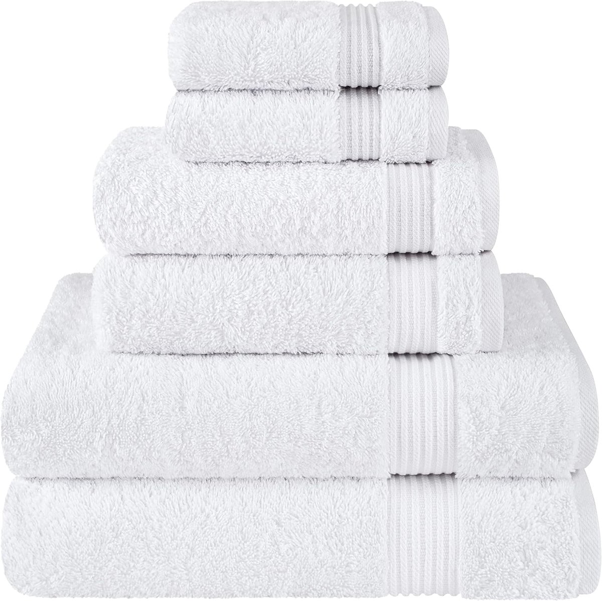 SnelShoppen - Luxe 6-Delige Badhanddoeken Set van 100% Turks Katoen - 2 Badhanddoeken, 2 Handdoeken, 2 Washandjes - Zacht, Absorberend, Wit voor Badka