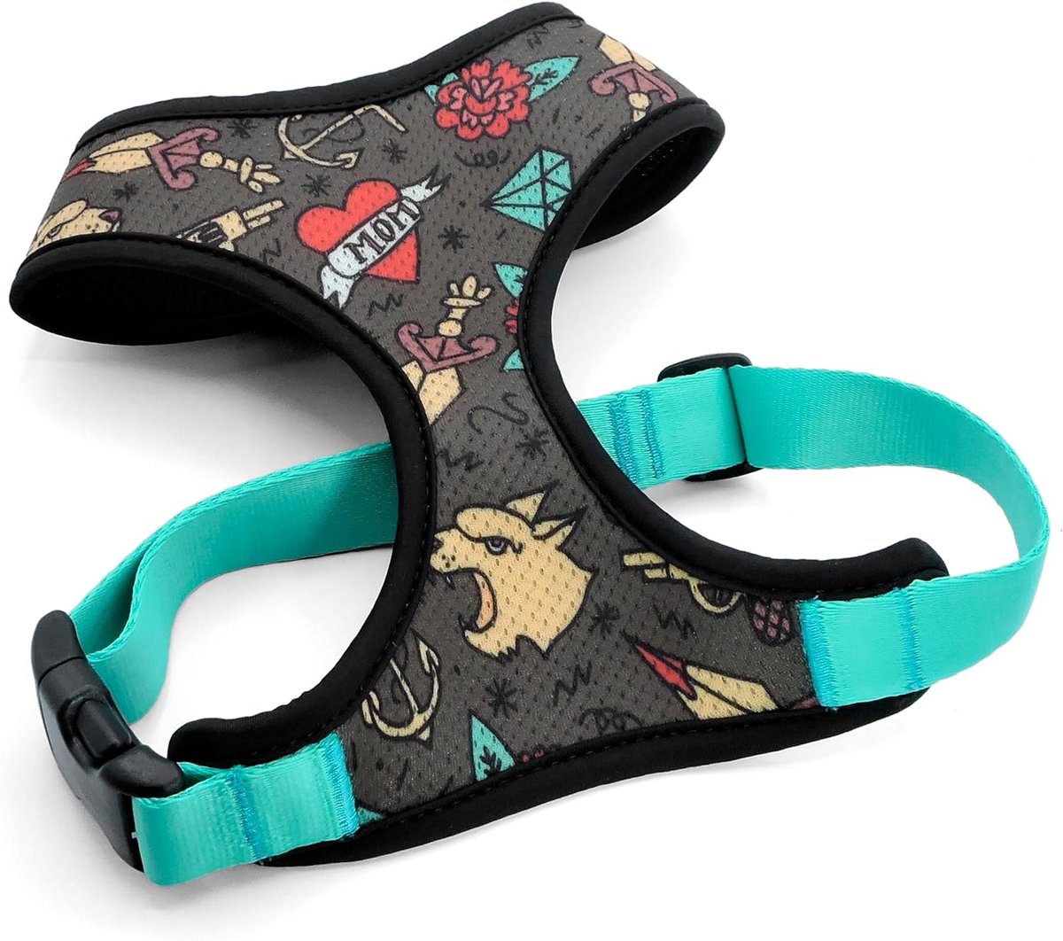 SnelShoppen - Ademend Air Mesh Harnas voor Kleine Honden, Grijs en Lichtblauw, XS, 100% Gerecycled Polyester, Sneldrogend, Lichtgewicht, Ideaal voor W