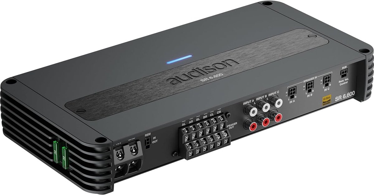 SnelShoppen - 6-kanaals autoversterker 1120W RMS, Class-D technologie, multi-zone controle, aluminium behuizing, fanless koeling, hoge kwaliteit input