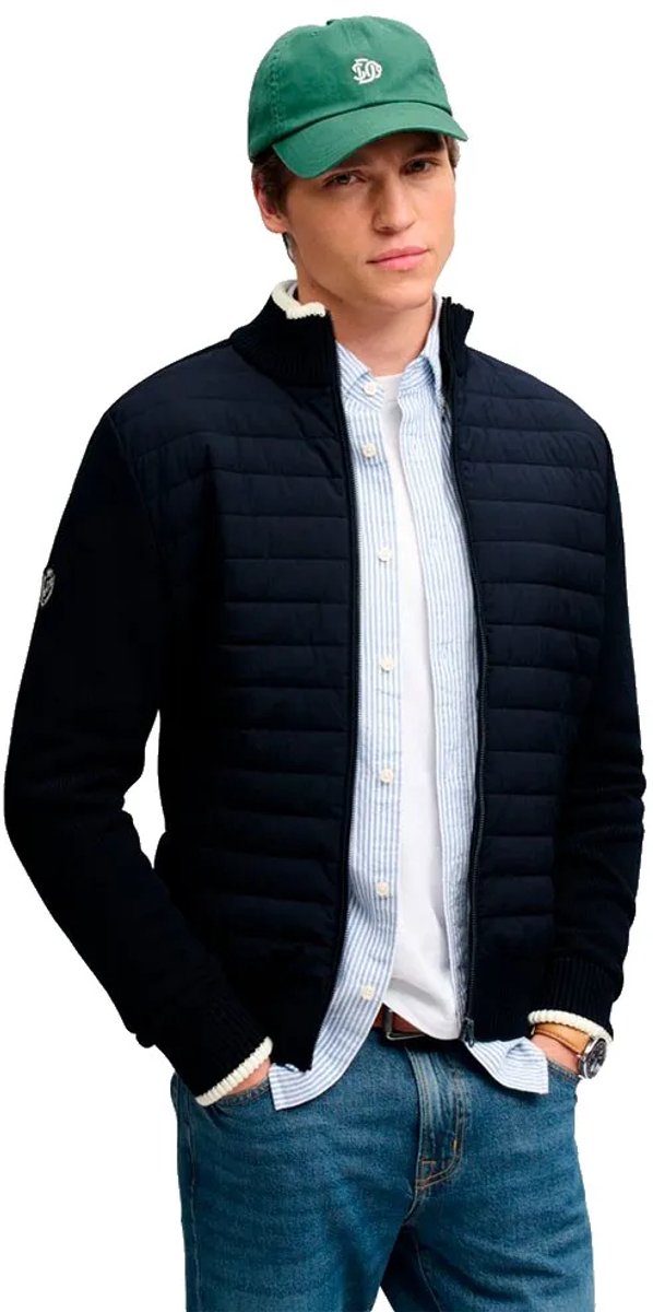 Superdry Straight Baffle Hybrid Jas Heren Gewatteerde jassen Marineblauw