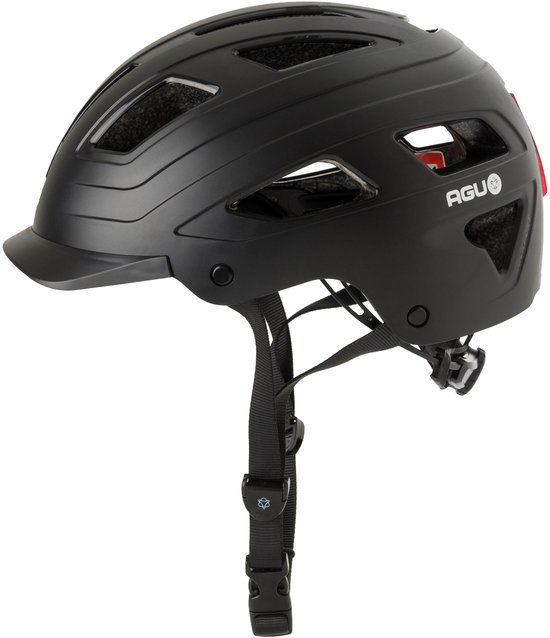 AGU Cit-E - Fietshelm - Unisex - 59-61cm - LED-achterlicht - Direct-Dial - Met klep - 13 Ventilatieopeningen - Zwart van AGU — afbeelding 3