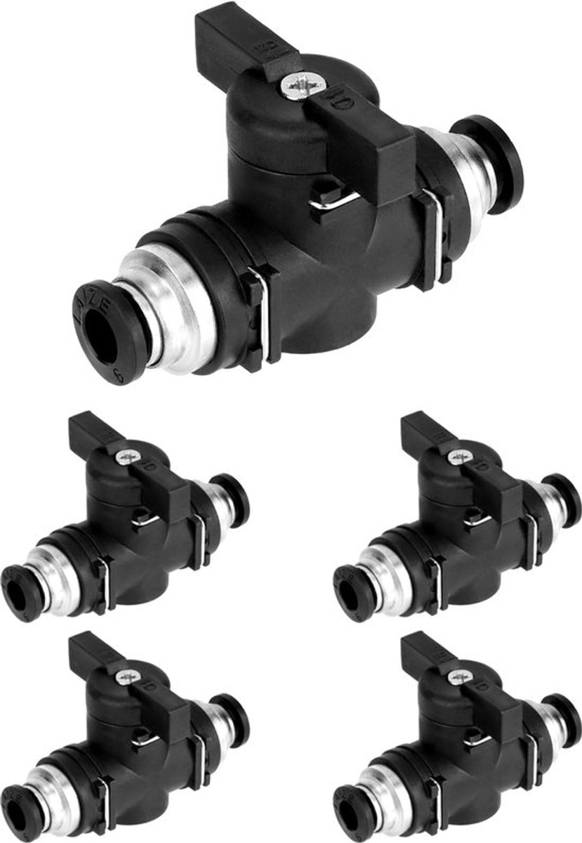 5 stuks pneumatische koppeling Pneumatische afsluitklep voor snelle aansluiting van pneumatische slangen (Ø6mm)