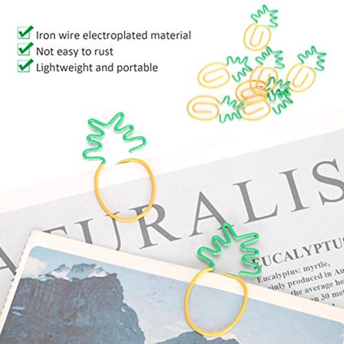 20 Stks Metalen Papier Clips, Ananas Shaped Paperclips Bookmarks, Persoonlijke Document Organisatie Clip Pins, Office School Supplies