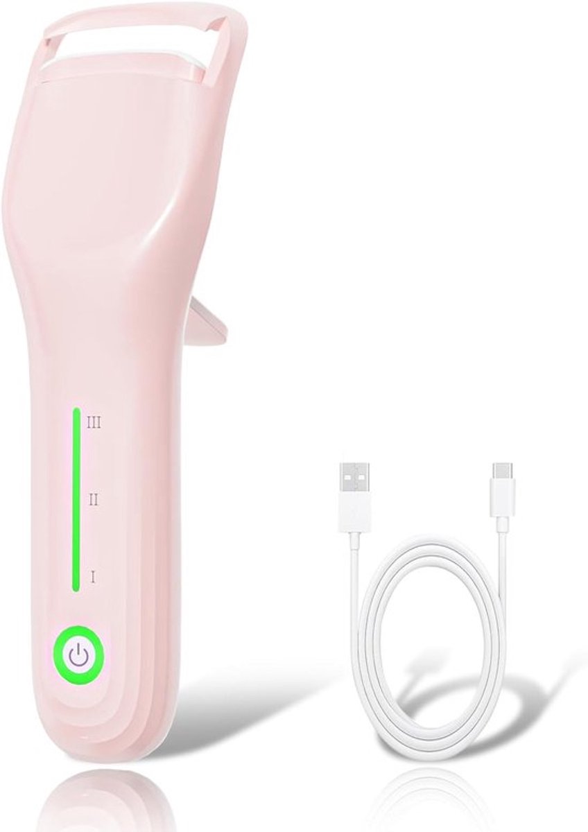 Verwarmde wimperkruller, USB-C opladen, 3 temperatuurstanden, veilig siliconen kussentje, creëert een natuurlijke krul, handig voor op reis (roze)