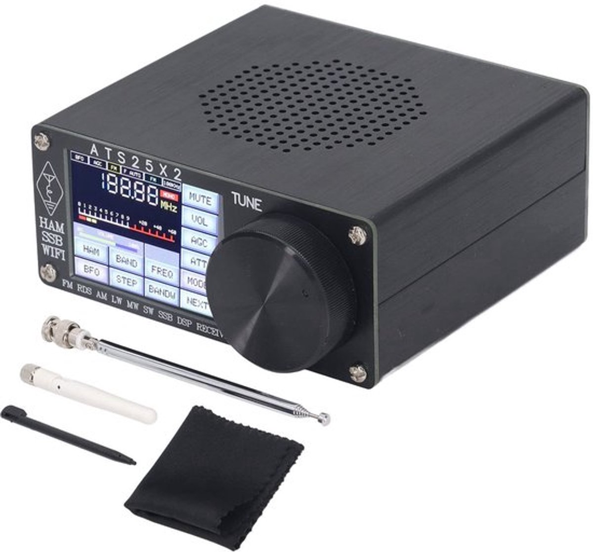 Full-band Radio Receiver Multiple Modes met Spectrum Scanning DSP 2 4-inch Kleur Touch Screen FM RDS Informatie Weergave