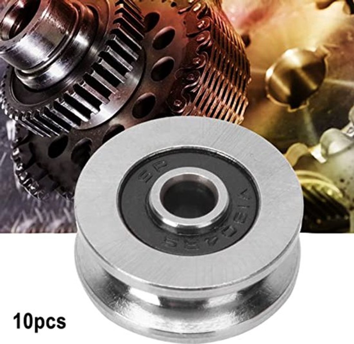 Pack 4 x 18 x 8 mm Stalen V-groefrail lagers geleiderail lager soepele werking voor motoren, speelgoed, instrumenten en meetinstrumenten (2)