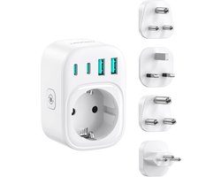 Thijox - LENCENT Wereldwijde Reisadapterset, Type D, G, M, N - Universele Stekkeradapter voor Engeland, India, Sri Lanka, Brazilië, Zuid-Afrika, Hongk