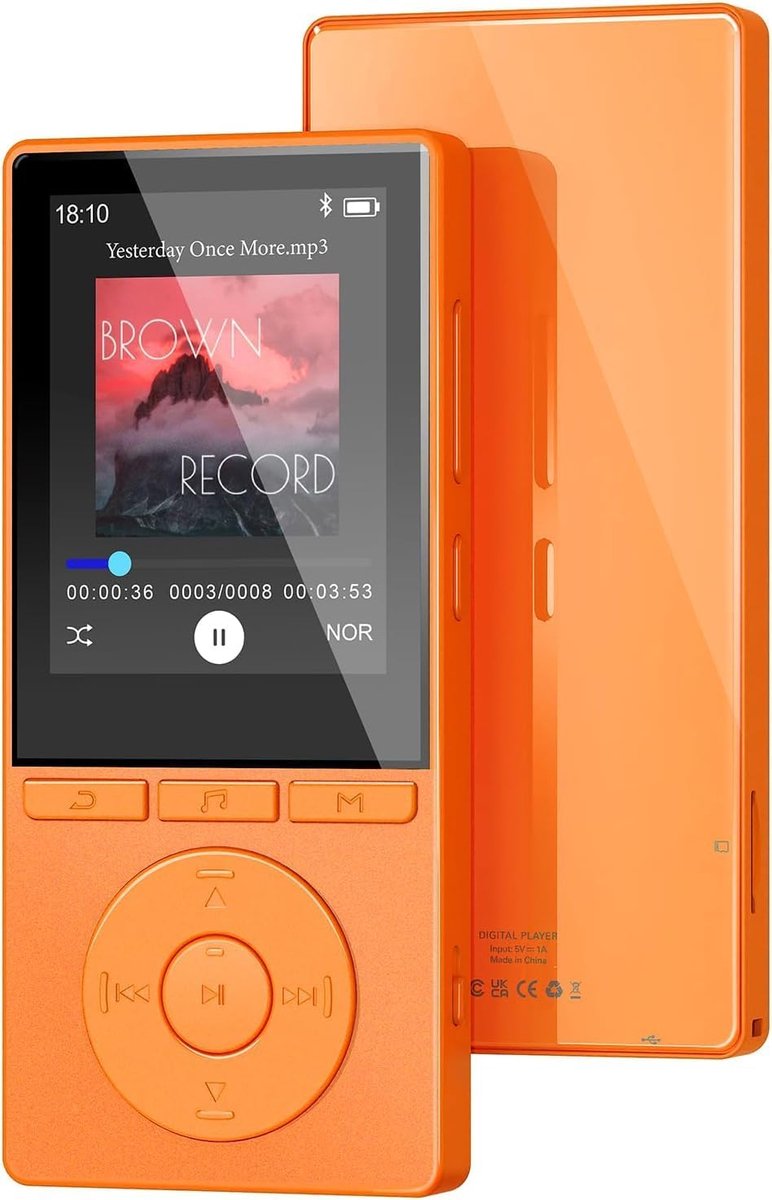 SnelShoppen - 64 GB MP3-speler met Bluetooth 5.3, HiFi-geluid, 2,4 inch scherm, ingebouwde HD-speaker, voice recorder, e-book functie, uitbreidbaar to