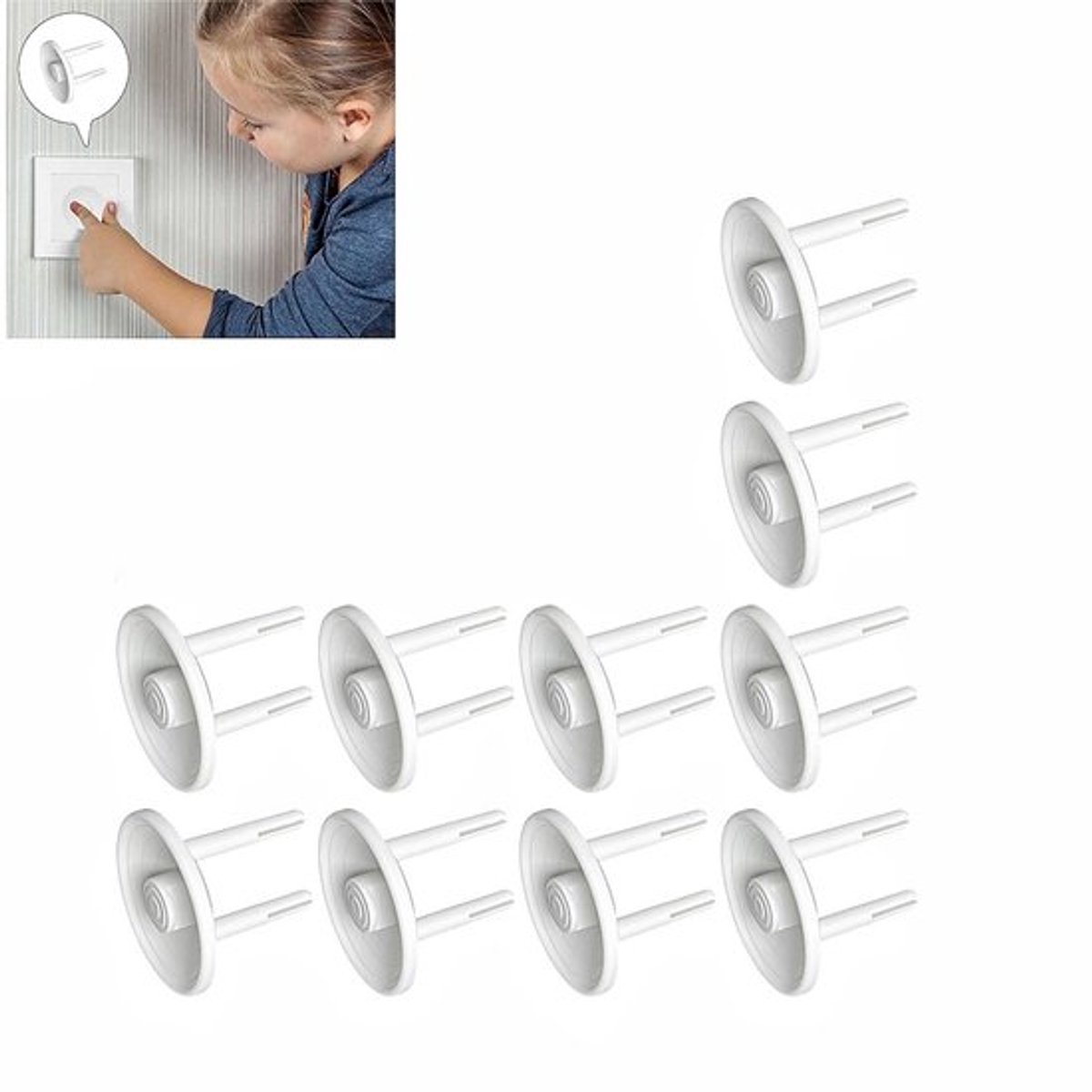10 stuks Veili1gheidsafdekking voor stopcontacten, kindveilig, anti-elektrische schok afdekking, Europese stijl veiligheidsafdekking voor stopcontacten