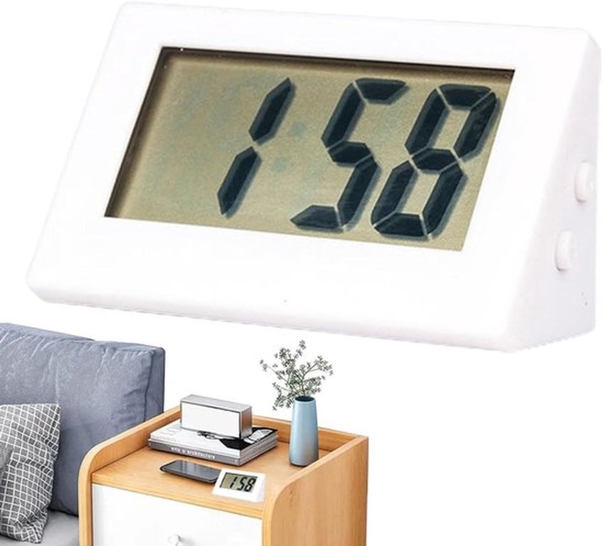 Digitale Bureauklok - Reisklok Timer - Tijd bijhouden - Transparant LED-display - 55 cm - Wit