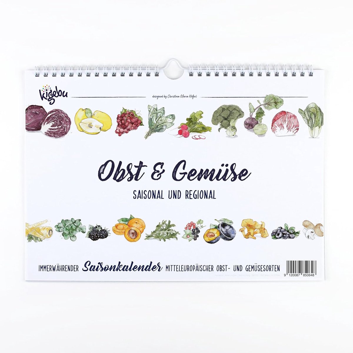 SnelShoppen - Seizoenskalender voor Fruit en Groenten, Wandkalender met Inheemse Vruchten en Groenten, Handgeschilderd, Decoratief voor Keuken, Duurza