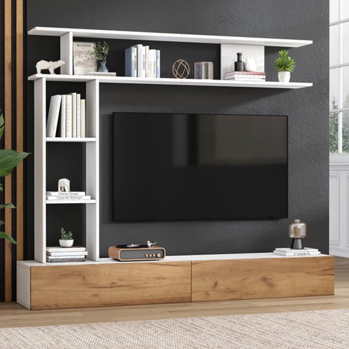 TV Meubelset – TV Meubel – Woonkamermeubel – Wandmeubel – Opbergkast – 180 cm breed – Wit