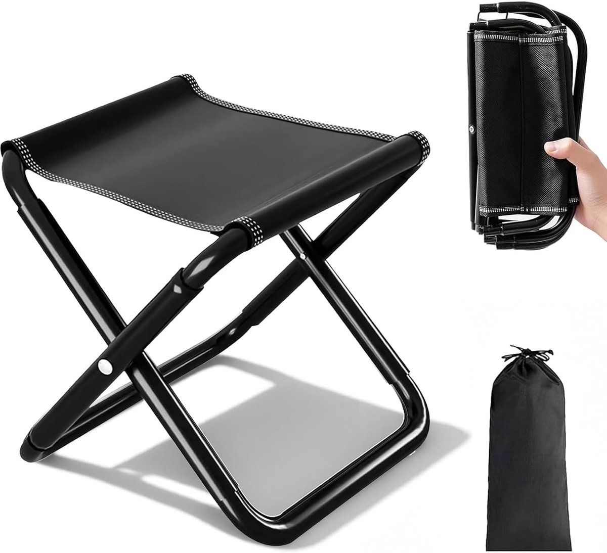 SnelShoppen - Opvouwbare Campingkruk 200 kg - Draagbare Klapkruk met Opbergtas voor Tuin, Strand, Wandelen, Vissen en Grillen - Compact en Lichtgewich