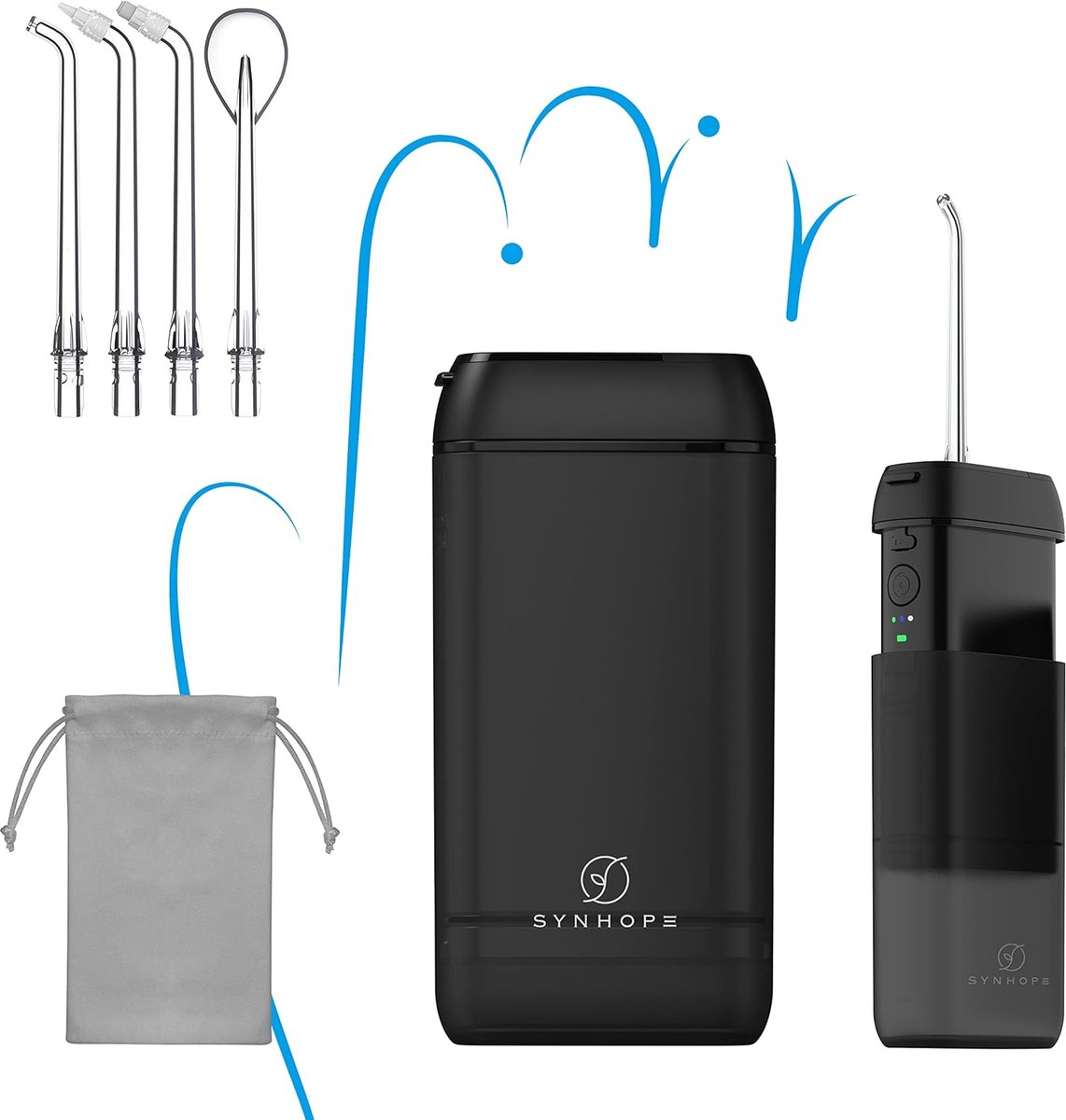 SnelShoppen - Water Flosser Draadloos Mini - Draagbare Mondirrigator voor Tanden - Telescopische Watertank - 3 Modi & IPX7 Waterdicht voor Tanden, Beu