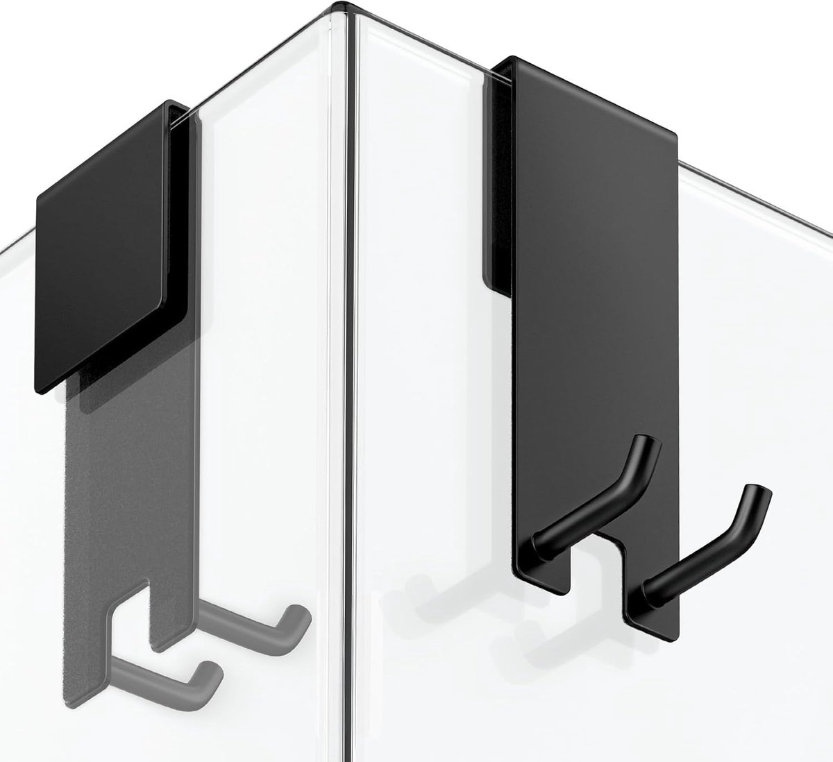 SnelShoppen - Set van 2 Drukvrije Douchehaken voor Glazen Wand, Rubber Bescherming, Krasvrij en Antislip, Geschikt voor 6-10 mm Glasdikte, Matte Afwer