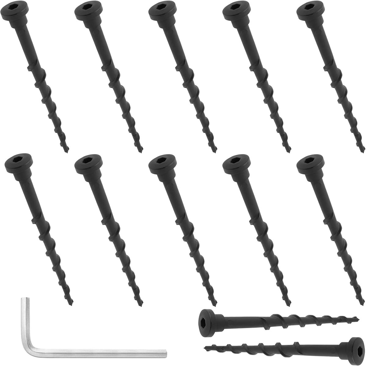 SnelShoppen - Ground Screws 12 Stuks Plastic Grondpinnen 14 cm Lang voor Robotmaaiers, Laadstation, Tent, Tuin, Vloer, Camping