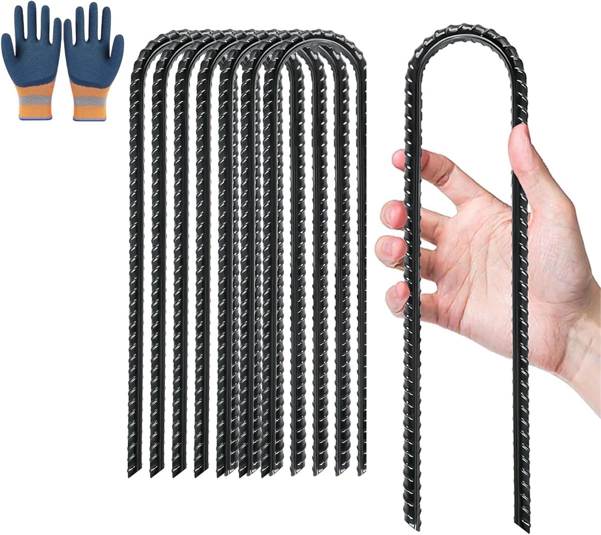 SnelShoppen - 8 U-vormige Grondpennen 30 cm - Tentpennen, Trampolineharingen, Grondbevestiging voor Camping, Tuin, Feest, Windbestendig, Robuust en Be