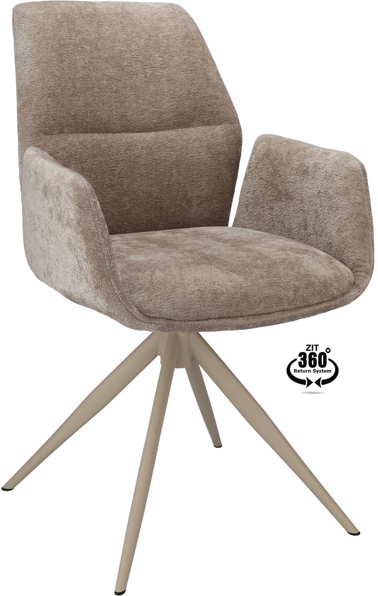 Icon Living - Armstoel Waylon Stof Stella Liver Leg Creme 360° Return-system