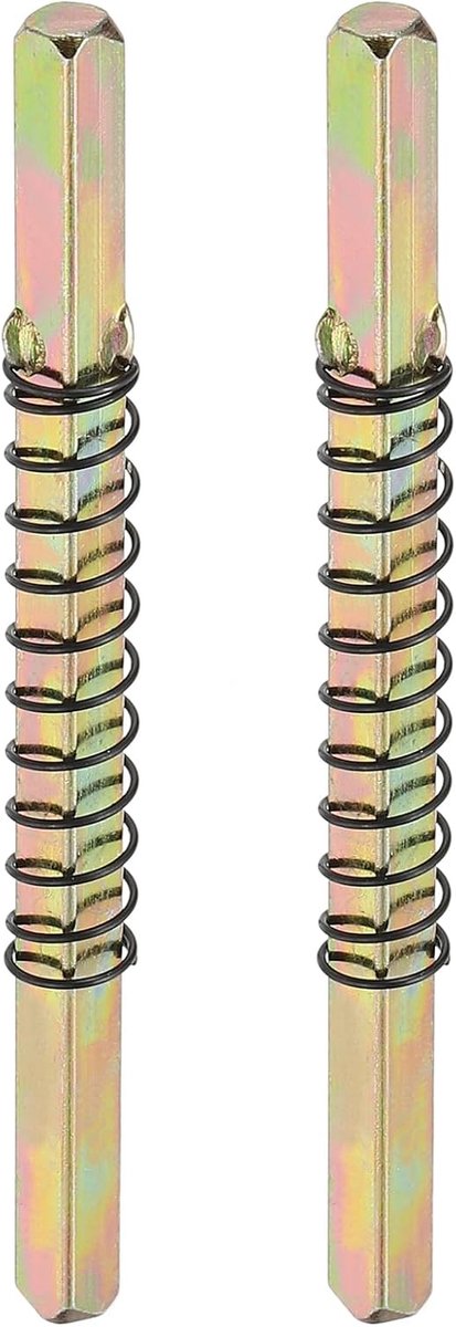 SnelShoppen - 2x Patikil Vierkante Deurklink Spindle 85x5mm, Vervangingsstang van Koolstofstaal met Begrenzerveer, Goudkleurig voor Diverse Deurklinke