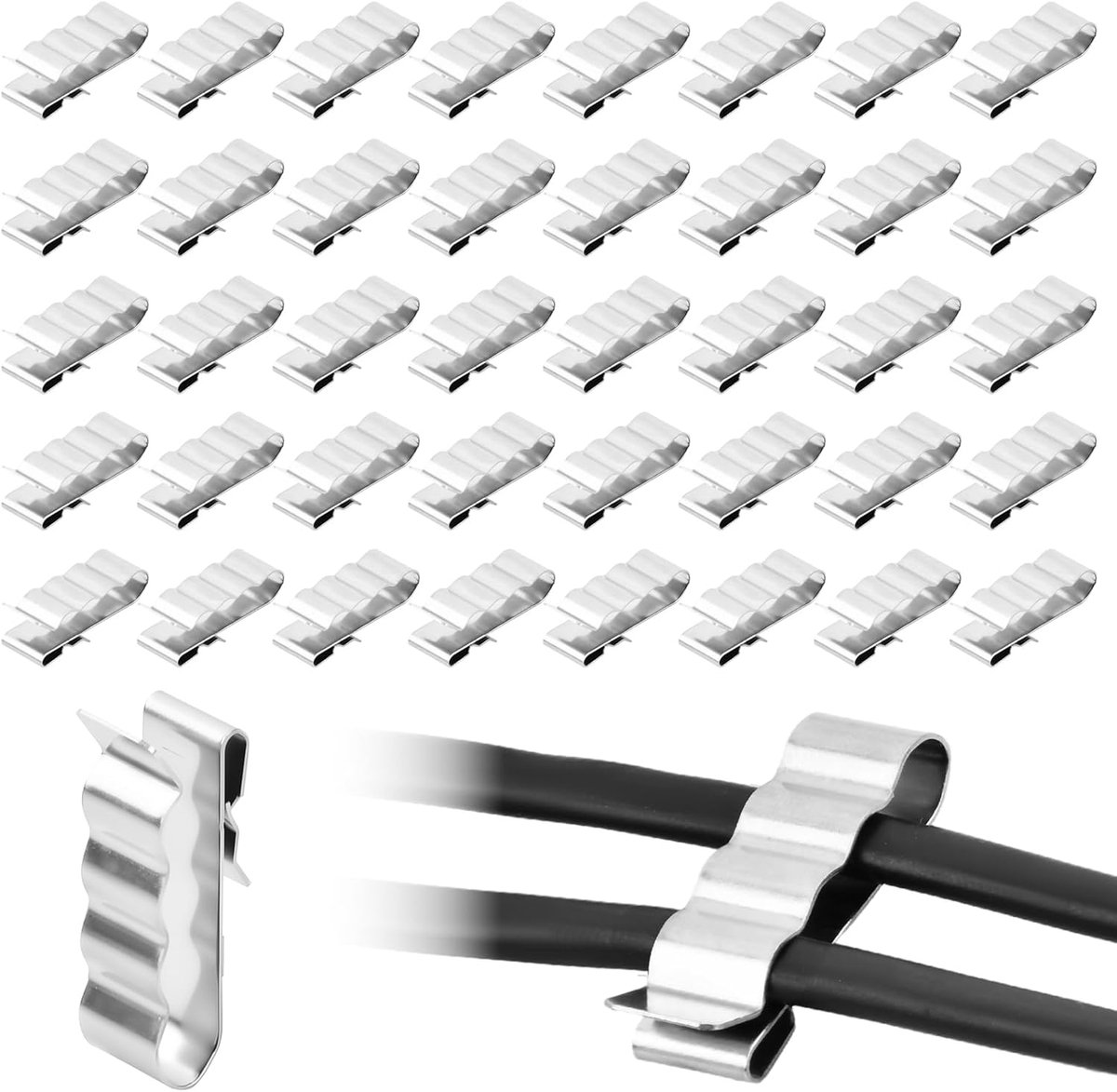 SnelShoppen - 50 Stuks Solar Panel Kabelclips - RVS Kabelclips voor Zonnepanelen - Kabelbeheer voor Photovoltaïsche Systemen - Ideaal voor Boot en Tui