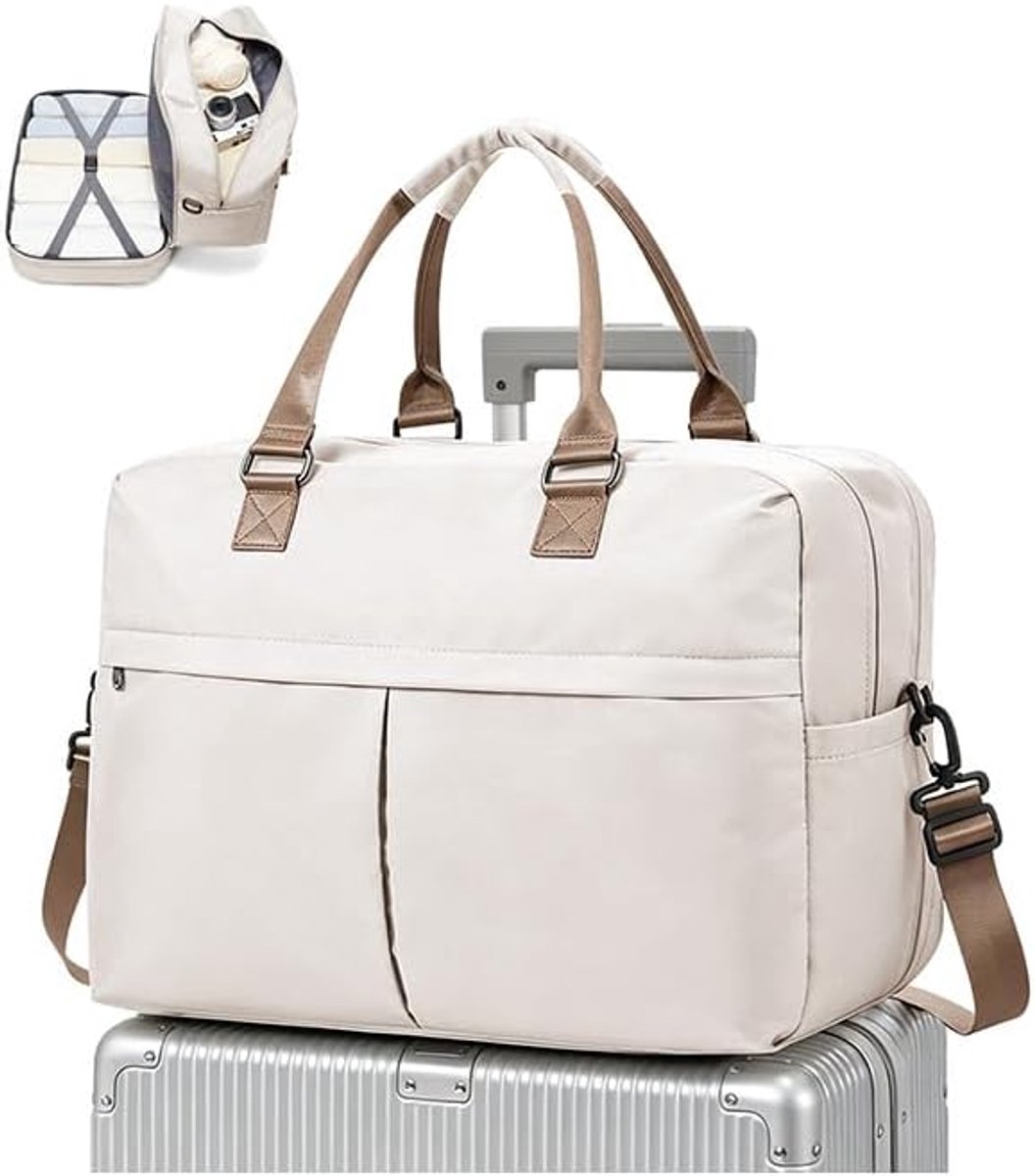 SnelShoppen - Travel Bag Vrouwen 40x30x20cm Cabin Bag Ryanair Wizzair Easyjet Weekend Bag Sporttas met Schoencompartiment Ziekenhuis Tas