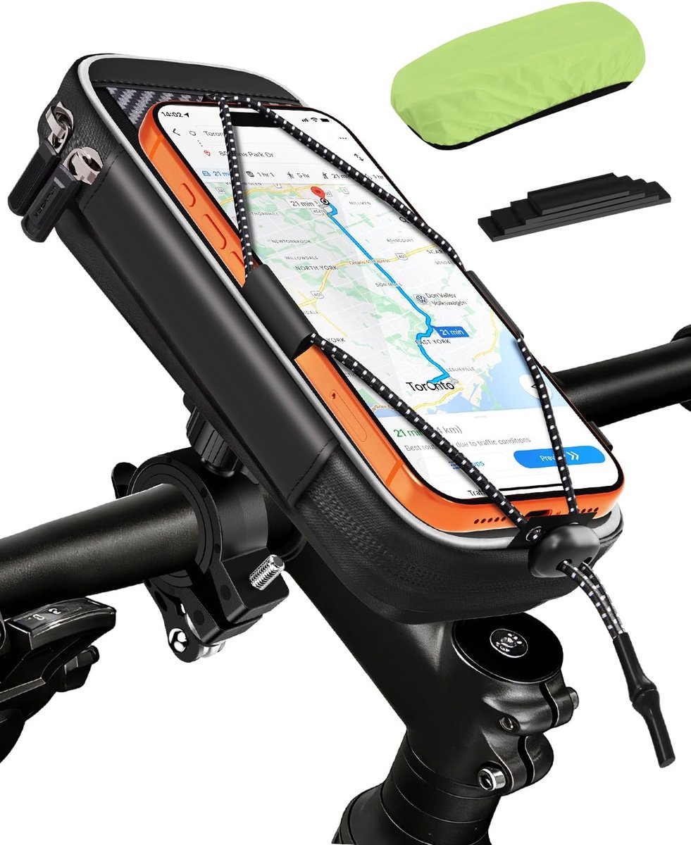 SnelShoppen - Mobiele Telefoonhouder Fiets Motorfiets met Stuurtas voor 5,5-7 inch Smartphones | Waterdichte Fietstas, Telefoonhouder, E-scooter Acces