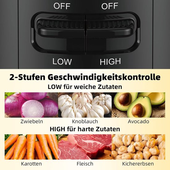 SnelShoppen - Krachtige 400W Keukenmachine met 2 Snelheden & Pulsefunctie - 4 RVS Messen & Klopper - 0.95L Afneembare Kom voor Hakken, Mengen, Emulger van Snelshoppen — afbeelding 5