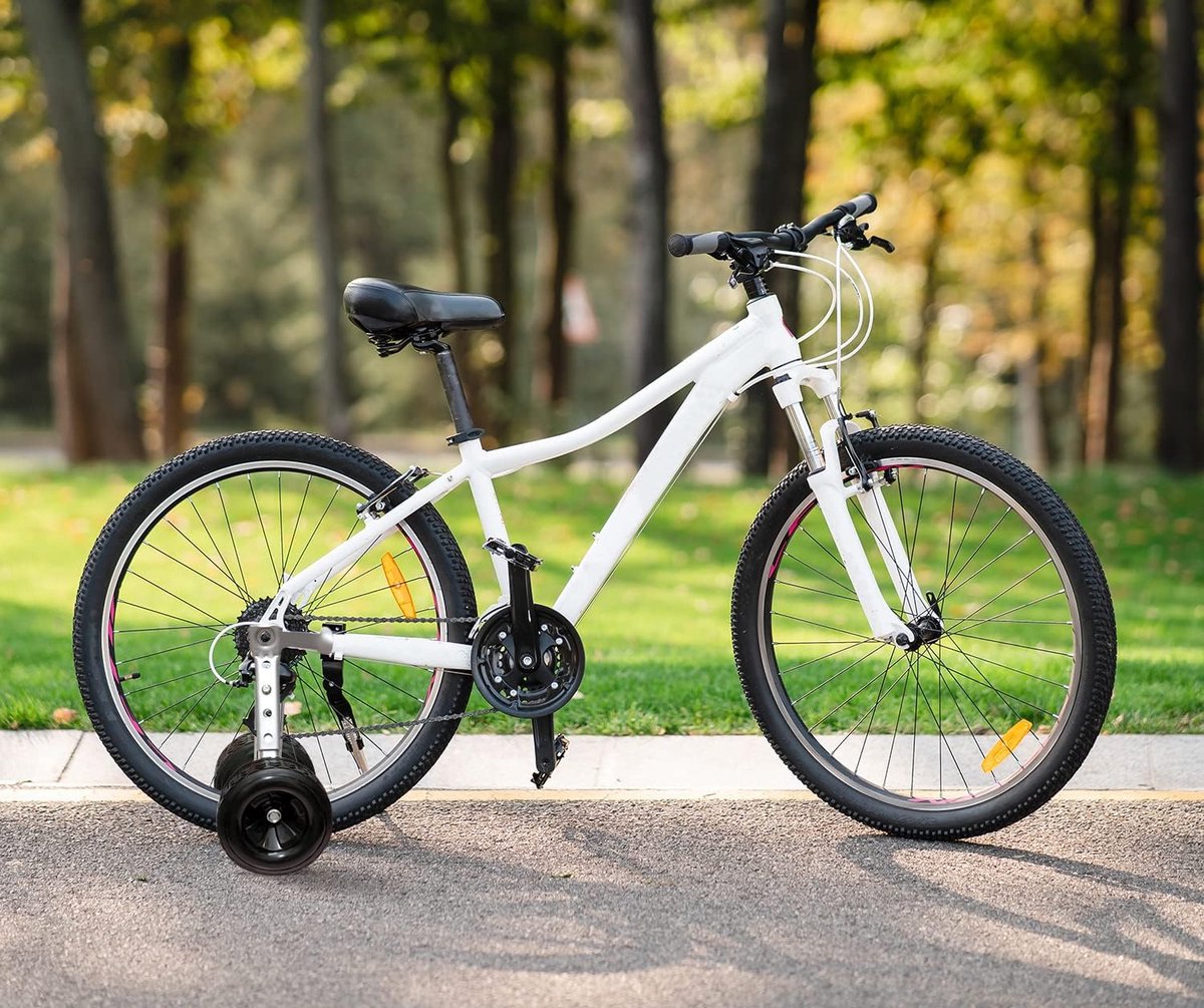 SnelShoppen - Bike Training Wheels voor Kinderen, 16" tot 24" Fietsen, Stevige Zwarte Stabiliteitswielen, Inclusief Bevestigingsmaterialen
